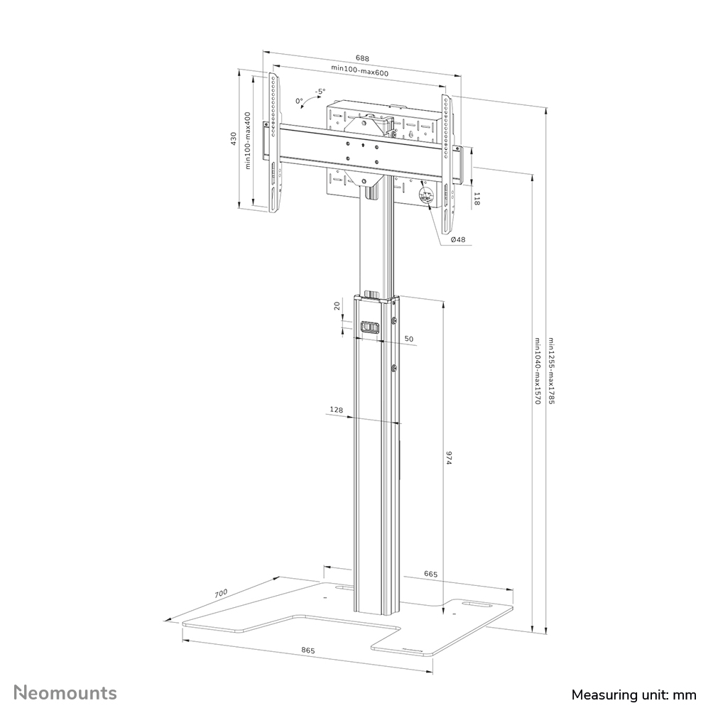 Neomounts FL45S-825BL1 Supporto da pavimento per TV 37-75" - TÜV